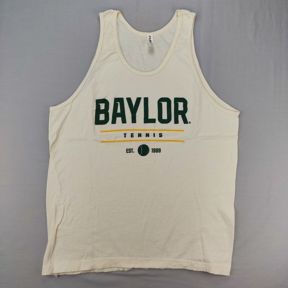 Tultex Tank Top Mens XL Cream Baylor Tennis Graphic Sleeveless Collegiate Shirt